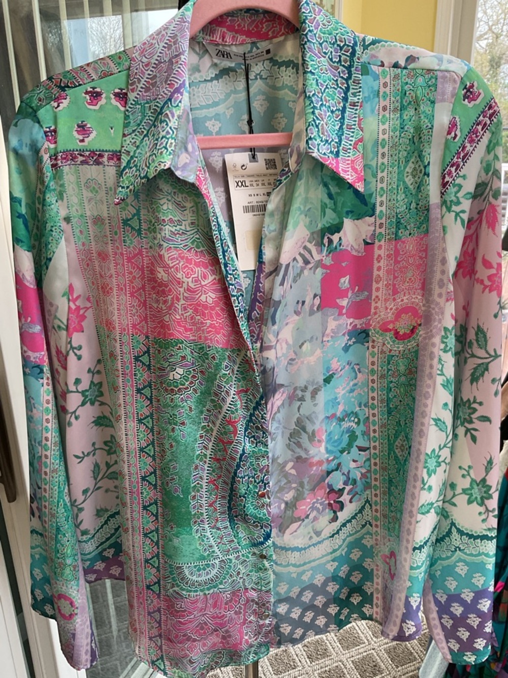 Zara  Patchwork Pattern Blouse NWT